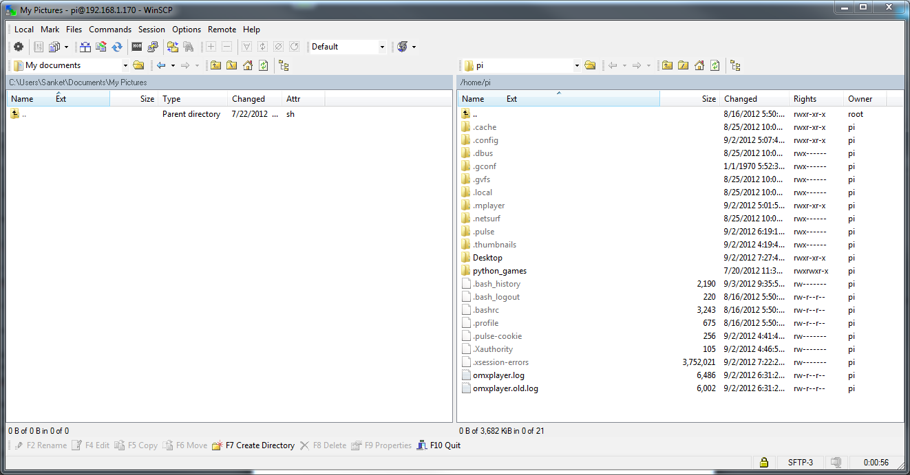 Winscp to raspberry pi winscp downloaded file not the same as the public file